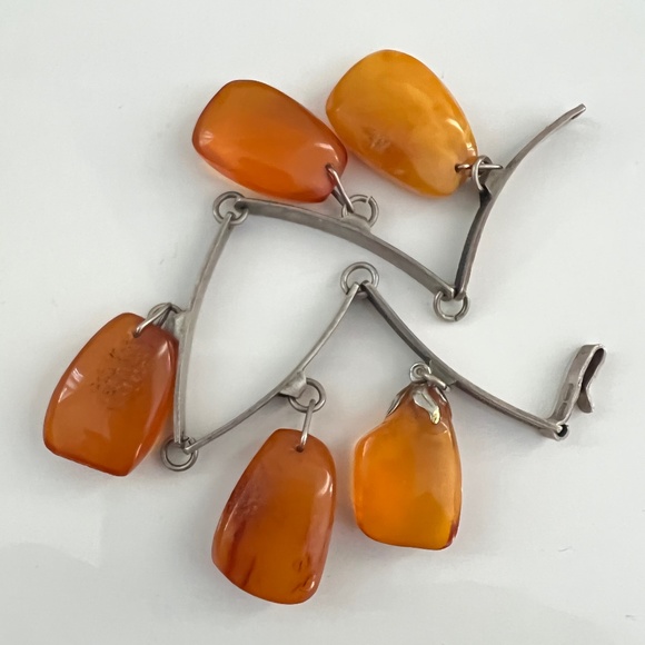 Vintage Baltic Amber 875 Silver Bracelet 60's USSR - Picture 1 of 9